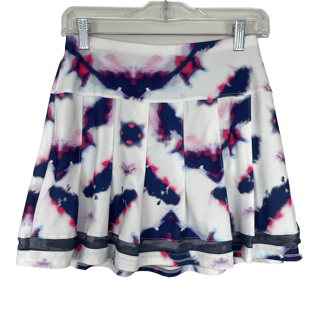 Lucky In Love Skort Women XS White Pleated Tie-Dye Tennis Golf Pickleball Skirt